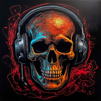 A neon skull with neon colors. The skull is surrounded by a colorful background. The colors are bright and vibrant, giving the image a fun and energetic vibe