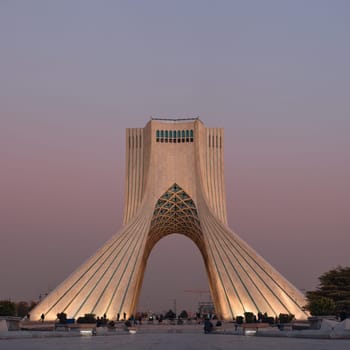 Azadi Tower is a symbol of freedom in Iran, the main symbol of Iran's capital. MS ZI LA Azadi Tower - Freedom Tower, the gateway to Tehran, Popular tourist point at twilight. 02.12.23 Tehran, Iran.
