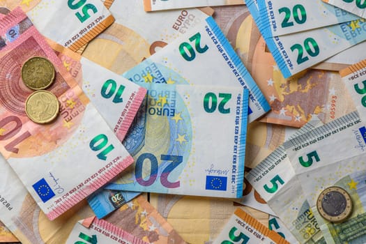 money background with Euro banknotes