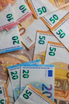 Close-up of European union currency. 3