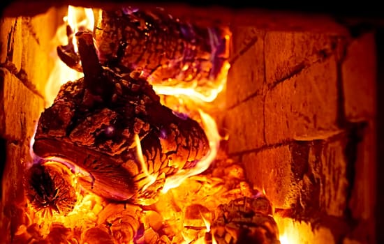 wood burn in a Russian furnace. Background. natural light. color