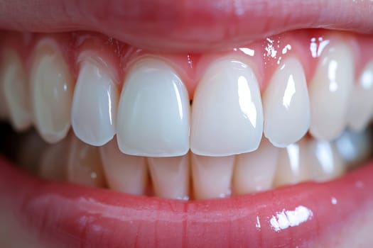 veneers treatment, Yellow Teeth after whitening. Happy smiling person. Generation AI.