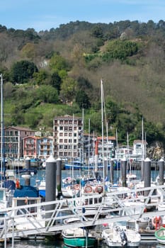 Pasaia, Spain: 2024 March 24: Recreational boats in the fishing and tourist town of Pasaia in the Province of Guipúzcoa in March 2024.