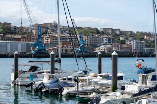 Pasaia, Spain: 2024 March 24: Recreational boats in the fishing and tourist town of Pasaia in the Province of Guipúzcoa in March 2024.