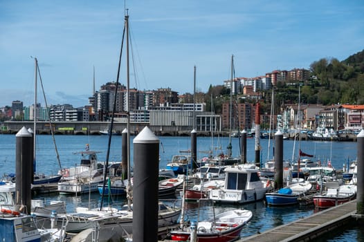Pasaia, Spain: 2024 March 24: Recreational boats in the fishing and tourist town of Pasaia in the Province of Guipúzcoa in March 2024.