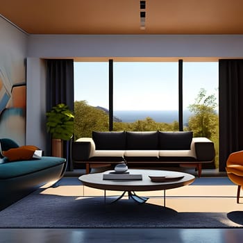 Luxury living Home ,3d render  Picture is AI-generated illustration.