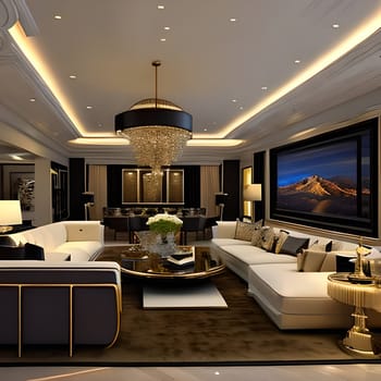 Luxury living Home ,3d render  Picture is AI-generated illustration.