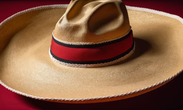 Mexican sombrero hat on a dark background close-up.
