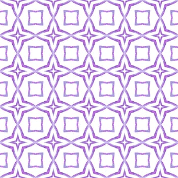 Textile ready creative print, swimwear fabric, wallpaper, wrapping. Purple stylish boho chic summer design. Ikat repeating swimwear design. Watercolor ikat repeating tile border.