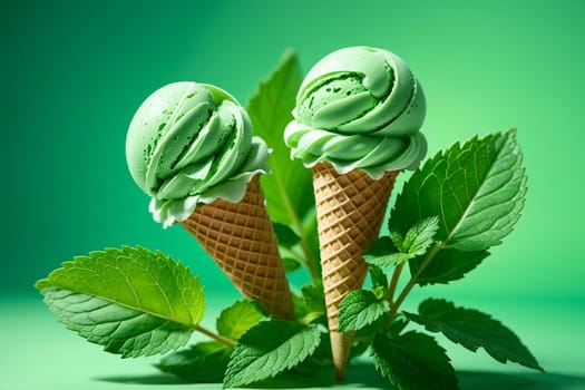 green sweet cold ice cream made from gooseberries .