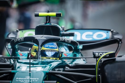 MELBOURNE, AUSTRALIA - MARCH 23: Fernando Alonso of Spain drives the Aston Martin AMR24 Mercedes during third practice at the 2024 Australian Grand Prix at Albert Park in Melbourne, Australia