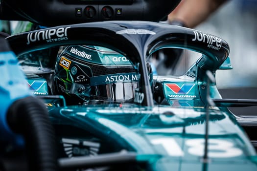 MELBOURNE, AUSTRALIA - MARCH 23: Lance Stroll of Canada drives the Aston Martin AMR24 Mercedes during third practice at the 2024 Australian Grand Prix at Albert Park in Melbourne, Australia