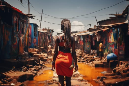 Portrait of a Stylish young girl in an African slum.