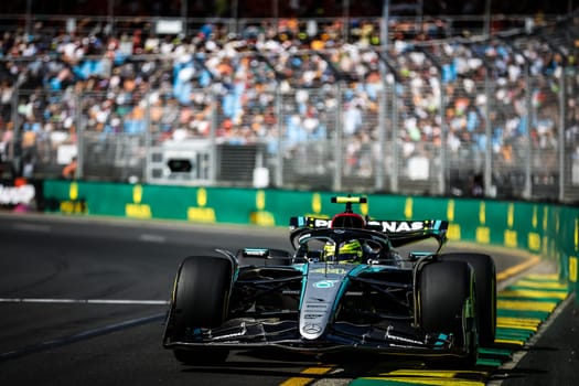 MELBOURNE, AUSTRALIA - MARCH 22: Lewis Hamilton of Great Britain drives the Mercedes AMG Petronas F1 Team W15 during first practice in the 2024 Australian Grand Prix at Albert Park in Melbourne, Australia