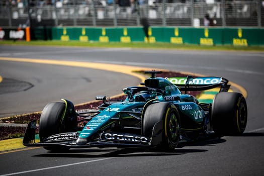 MELBOURNE, AUSTRALIA - MARCH 22: Lance Stroll of Canada drives the Aston Martin AMR24 Mercedes during first practice at the 2024 Australian Grand Prix at Albert Park in Melbourne, Australia