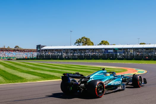 MELBOURNE, AUSTRALIA - MARCH 22: Fernando Alonso of Spain drives the Aston Martin AMR24 Mercedes during first practice at the 2024 Australian Grand Prix at Albert Park in Melbourne, Australia
