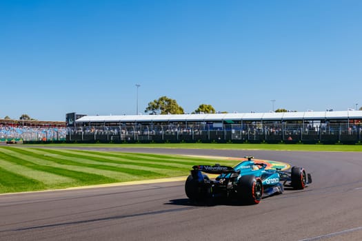 MELBOURNE, AUSTRALIA - MARCH 22: Fernando Alonso of Spain drives the Aston Martin AMR24 Mercedes during first practice at the 2024 Australian Grand Prix at Albert Park in Melbourne, Australia