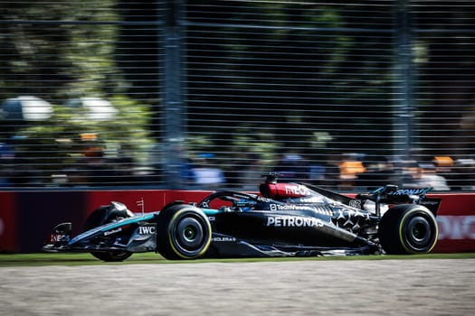 MELBOURNE, AUSTRALIA - MARCH 22: George Russell of Great Britain drives the Mercedes AMG Petronas F1 Team W15 during second practice in the 2024 Australian Grand Prix at Albert Park in Melbourne, Australia