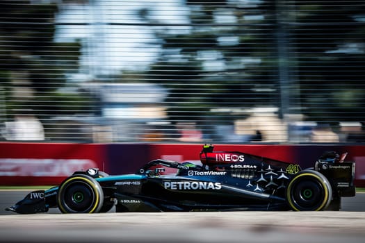 MELBOURNE, AUSTRALIA - MARCH 22: Lewis Hamilton of Great Britain drives the Mercedes AMG Petronas F1 Team W15 during second practice in the 2024 Australian Grand Prix at Albert Park in Melbourne, Australia