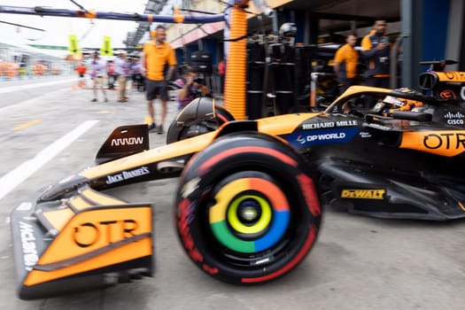 MELBOURNE, AUSTRALIA - MARCH 23: Oscar Piastri of Australia drives the McLaren MCL38 during third practice in the 2024 Australian Grand Prix at Albert Park in Melbourne, Australia