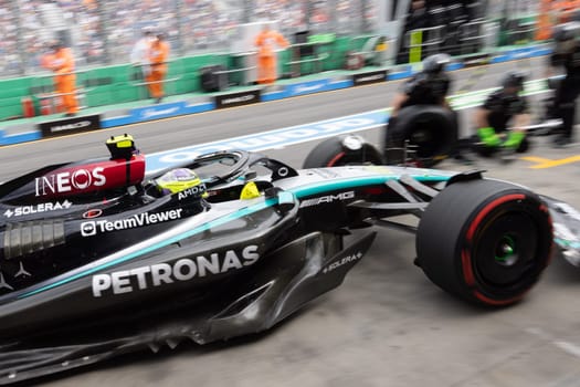 MELBOURNE, AUSTRALIA - MARCH 23: Lewis Hamilton of Great Britain drives the Mercedes AMG Petronas F1 Team W15 during third practice at the 2024 Australian Grand Prix at Albert Park in Melbourne, Australia