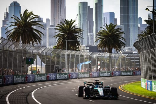 MELBOURNE, AUSTRALIA - MARCH 23: George Russell of Great Britain drives the Mercedes AMG Petronas F1 Team W15 during qualifying in the 2024 Australian Grand Prix at Albert Park in Melbourne, Australia