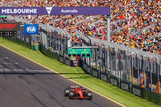 MELBOURNE, AUSTRALIA - MARCH 24: Carlos Sainz of Spain and Scuderia Ferrari on his way to winning the 2024 Australian Grand Prix at Albert Park in Melbourne, Australia