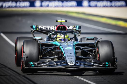 MELBOURNE, AUSTRALIA - MARCH 22: Lewis Hamilton of Great Britain drives the Mercedes AMG Petronas F1 Team W15 during first practice in the 2024 Australian Grand Prix at Albert Park in Melbourne, Australia