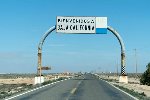 welcome to baja california road sign detail