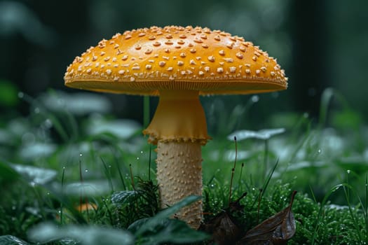 Mushroom fly agaric growing in the forest. Mushroom picking concept.