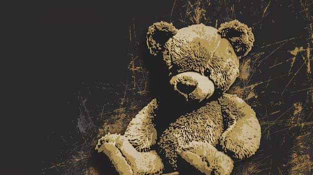 Cool grungy y2k teddy bear with a negative photocopy effect . grunge elements for 90s vintage design. Ai generative. Ai generative.