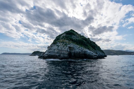 Gallinara Chicken island in liguria Italy view landscape