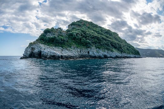 Gallinara Chicken island in liguria Italy view landscape