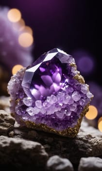 amethyst on the black background. amethyst is a natural mineral