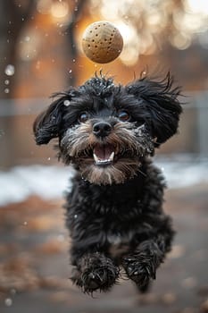 Dog fetching a ball in a park, showcasing playfulness and the bond between pets and owners.