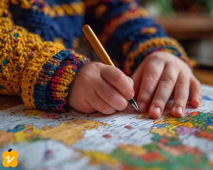 Hand guiding a child's hand in writing, illustrating teaching and guidance.