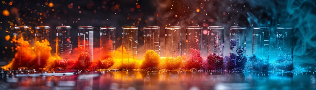 Experiment with colorful reactions in a science fair, representing curiosity and learning.