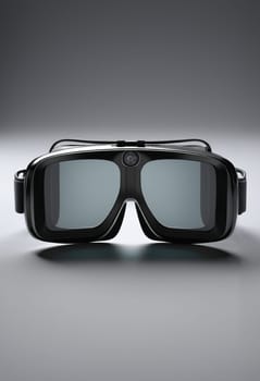 3d render of VR glasses on a gray background with shadow