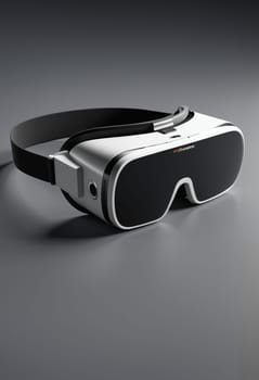 3d render of VR glasses on a gray background with shadow