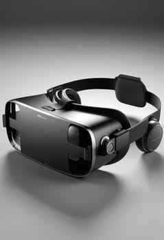 Virtual reality goggles on black background. 3d rendering. Virtual reality headset.