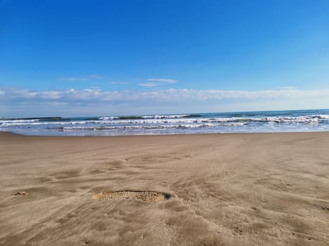 Sagunto beach in Valencia in sunny day in Mediterranean Spain