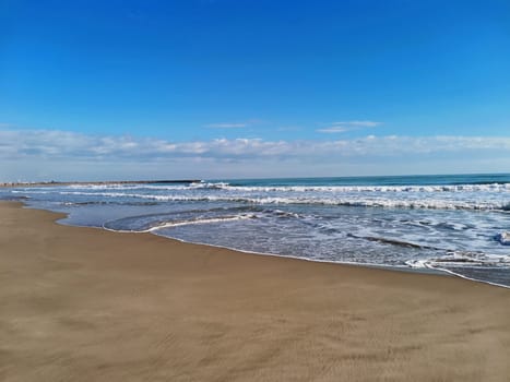 Sagunto beach in Valencia in sunny day in Mediterranean Spain