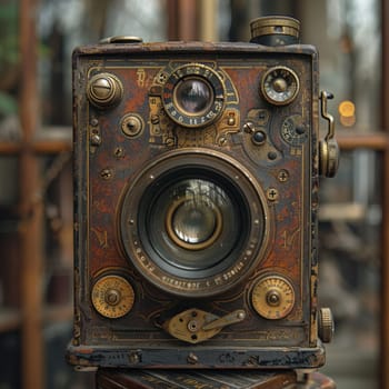 Close-up of a vintage camera, capturing the essence of photography