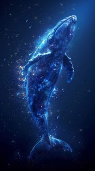 Whale constellation in the night sky, digital art blending astronomy with marine beauty.