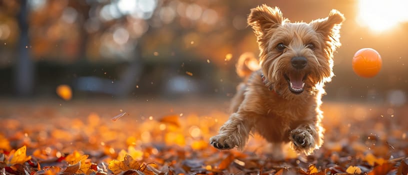 Dog fetching a ball in a park, showcasing playfulness and the bond between pets and owners.