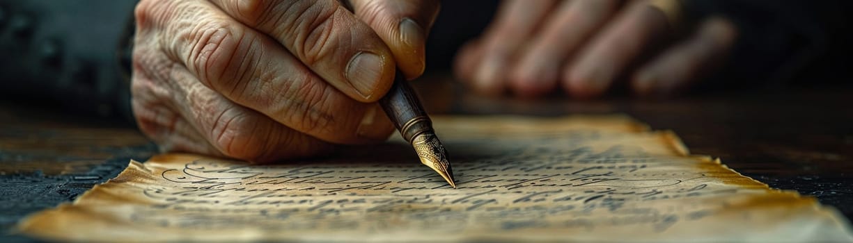 Calligrapher practicing elegant lettering, symbolizing the beauty and art of handwriting