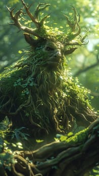 Forest spirit tending to the roots of the world, their song an ode to the heartbeat of the woods.