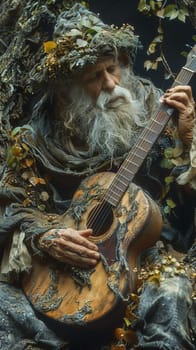 Forest spirit tending to the roots of the world, their song an ode to the heartbeat of the woods.