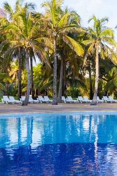 Swimming pool at the vacation resort in Mexico.