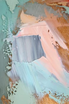 Fragment of multicolored texture painting on plywood. Abstract art background. oil on canvas. Rough brushstrokes of paint. Closeup of a painting by oil and palette knife. Highly-textured, high quality details.